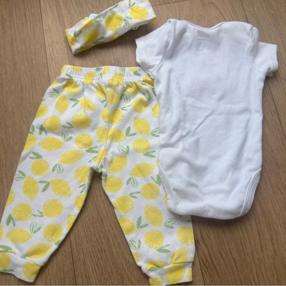 Chick Pea Baby 6-9M 3 Piece Lemon Matching Set, Summer Outfit, Baby Girl Outfit - Picture 5 of 7